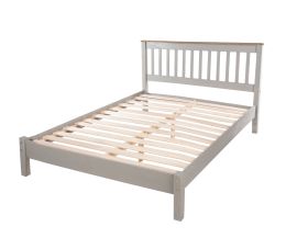 Corona Slatted Pine Low End Bed - 4ft6-Grey