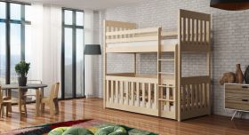 Kristofer Wooden Bunk Bed with Cot Bed and Bonnell Foam Mattress - Pine