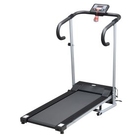 10km/h Unisex Electric Treadmill, Folding Indoor Cardio Treadmill, 1.25HP Motorised Running Jogging Walking Machine, w/ 3 Programs, LCD Monitor