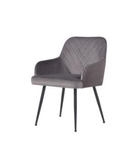 Cannock Retro Carver Dining Chair - Dark Grey Velvet