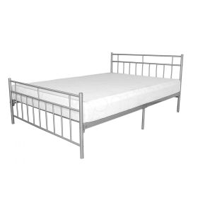 Melrose Silver Metal Small Double Bed Frame with Reinforced Centre Legs - 4ft Size