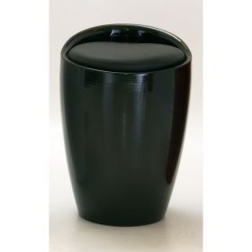 Melrose High Gloss Round Stool with Storage - Black