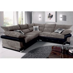 York Classic Design Fabric Corner Sofa Set - Beige and Brown