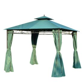3M x 3M Metal Garden Gazebo Marquee Party Tent Patio Canopy Pavilion + Sidewalls - Green