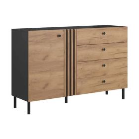 Valencia Florence Chest of 4 Drawers with 1 Door - Oak Golden