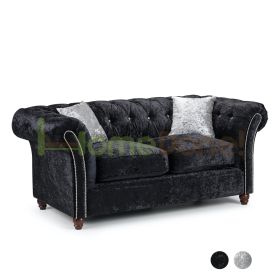 Derb Crushed Velvet 2 Seater Sofa - Black