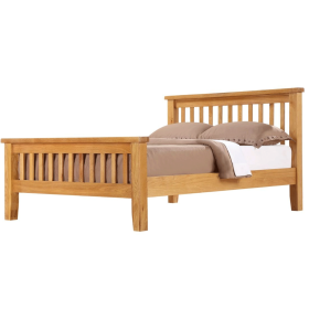 Eden Solid Oak Wooden Bed with High Foot End - Double Bed