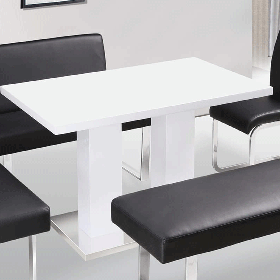 Modern Elegance Guildford High Gloss Dining Table with Stainless Steel Base - White