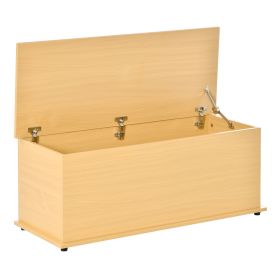 Wooden Storage Box Clothes Toy Chest Bench Seat Ottoman Bedding Blanket Trunk Container with Lid - Burlywood