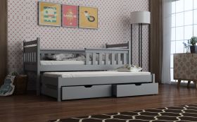 Dominica Wooden 2 Drawers Storage Bed with Trundle - Grey