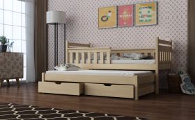 Dominica Wooden 2 Drawers Storage Bed with Trundle and Foam Mattress - Pine