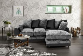 Dylan Chenille Fabric Corner Sofa in Black and Grey