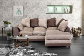 Dylan Chenille Fabric Corner Sofa in Brown and Beige