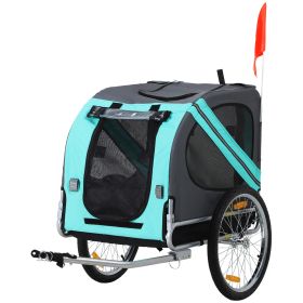 Dog Bike Trailer Folding Pet Trailer Dog Carrier Bicycle Steel Frame Jogger Stroller with Suspension - Green & Grey