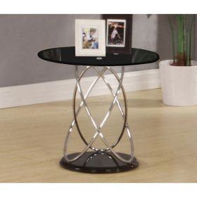 Wrexham Chrome Elegance Lamp Side Table - Black Top