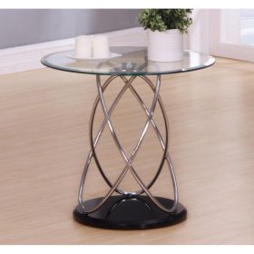 Wrexham Chrome Elegance Lamp Side Table - Clear Top