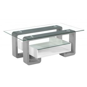 Builth High Gloss Coffee Table with Drawer White and Grey