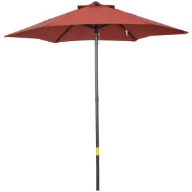 2m Patio Parasols Umbrellas, Outdoor Sun Shade with 6 Sturdy Ribs for Balcony, Bench, Garden, Wine Red