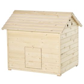 Wooden Duck House Poultry Coop for 2-4 Ducks with Openable Roof Raised Feet Air holes Natural