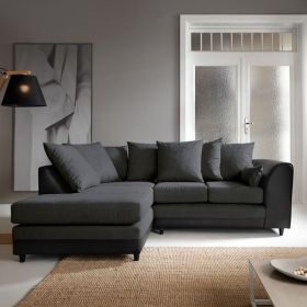 Linacre Corner Sofa - Left Arm Black and Charcoal