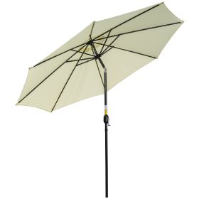 3M Tilting Parasol Garden Umbrellas, Outdoor Sun Shade with 8 Ribs, Tilt and Crank Handle for Balcony, Bench, Garden, Beige