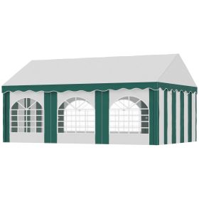 6 x 4m Garden Gazebo with Sides, Galvanised Marquee Party Tent with Six Windows and Double Doors, for Parties, Wedding and Events