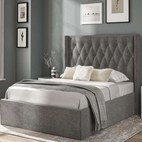Blissful Beneath 5ft Ottoman Fabric Bedframe - Dark Grey