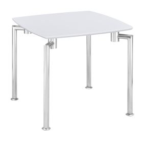 Corfe High Gloss Lamp Side Table Sleek Design with Stainless Steel Frame - White