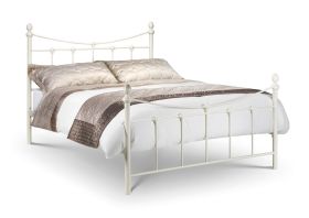 Rebecca Stone White Metal Bed - Double 4ft6
