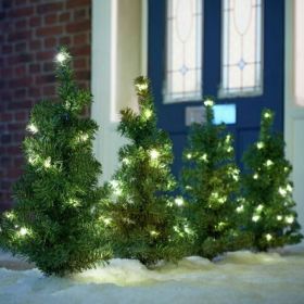 4 Pack Path Lights Christmas Tree with LED Lights - Green