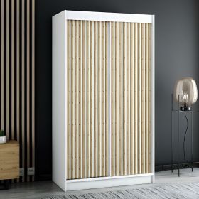 Gloucester I 120cm Sliding Door Wardrobe Strips Design - White