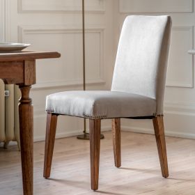 Clowfa Dove Velvet Dining Chair Set - Set of 2 Luxurious Chairs with Metal Detailing