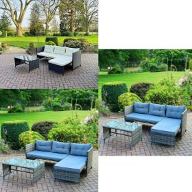 Outdoor Rattan Patio Sofa Set with Coffee Table - 3 Colours