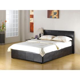 Luxury Redefined Purbeck Leather Effect High Headboard Ottoman Storage Bed Black - 4ft Small Double