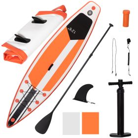 10'6" x 30" x 6" Inflatable Paddle Stand Up Board, Adjustable Aluminium Paddle, Non-Slip Deck Board w/ISUP Accessories, 320Lx76Wx15Hcm, White