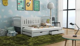 UNIVERSE Wooden 2 Drawers Storage Bed with Trundle and Bonnell Foam Mattress - White