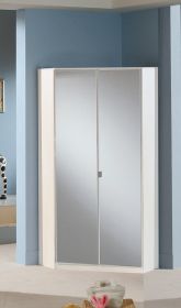 Gema 2 Door Mirrored Corner Wardrobe - White Gloss