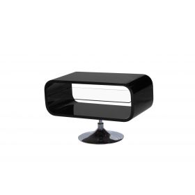 Dorset High Gloss TV Unit with Clear Central Shelve Stainless Steel Pedestal Base Stand - Black