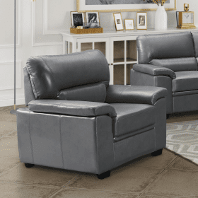 Carlsbad Luxury Leather Gel 1-Seater Sofa Classic Comfort in Grey