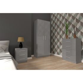 Fizzier 3 Piece High Gloss Bedroom Furniture Set - Grey