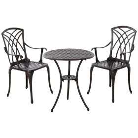 Patio Cast Aluminium 3 PCS Bistro Set Coffee Table & 2 Chairs Set Outdoor Garden Furniture Set