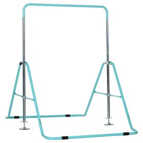 Foldable Horizontal Triangle Base Kids Gymnastics Bar with Adjustable Height - Green