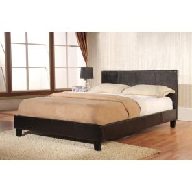 Brighton Luxe Leather Effect with Stylish Headboard 4ft Small Double Upholstered Bed Frame - Brown