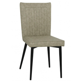 Beverley Elegance Set of 4 Leather Effect Dining Chairs with Stylish Black Legs - Taupe