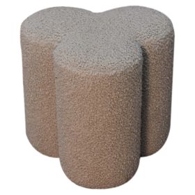 Clover Shaped Footstool in Sophisticated Mud Boucle Fabric