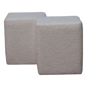 Sophisticated Twin-Shaped Footstool White Boucle