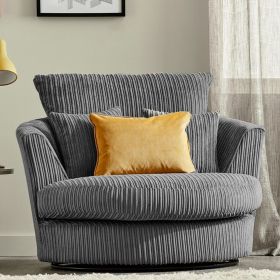 Oxford Luxury Fullback Jumbo Cord Swivel Chair - Grey and Other Colours