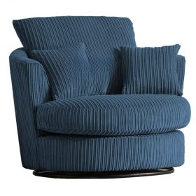 Colourful Oxford Cord Fabric Swivel Chair- Blue and Other Colours