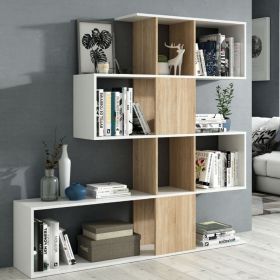 Versatile Design Bookcase -  White And Oak Effect Gloss