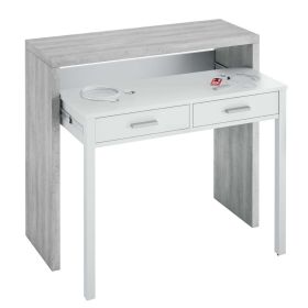 Modern Design 2 Drawer Desk - Concrete Grey with White